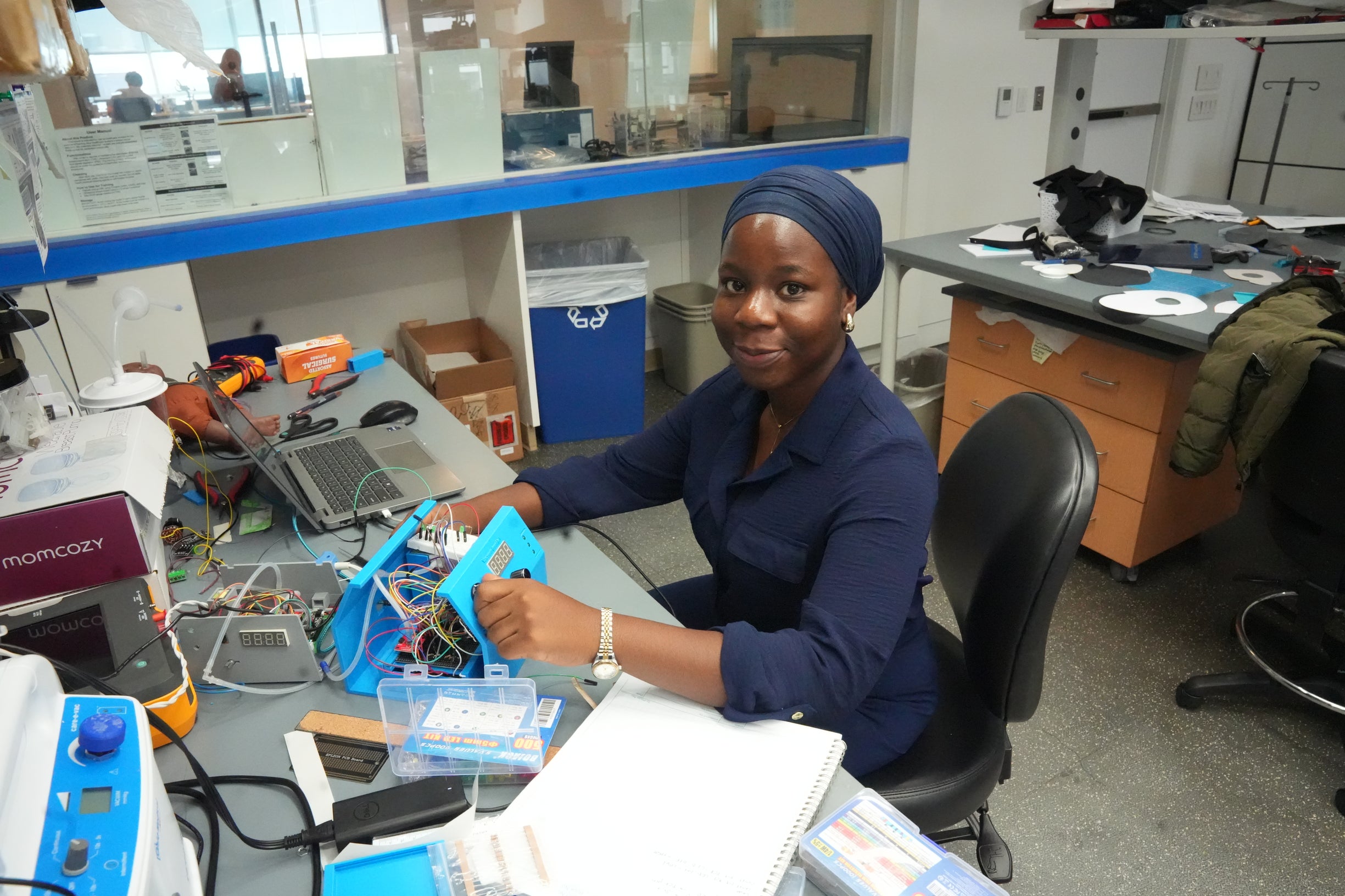 Yusirat in the Rice360 lab.