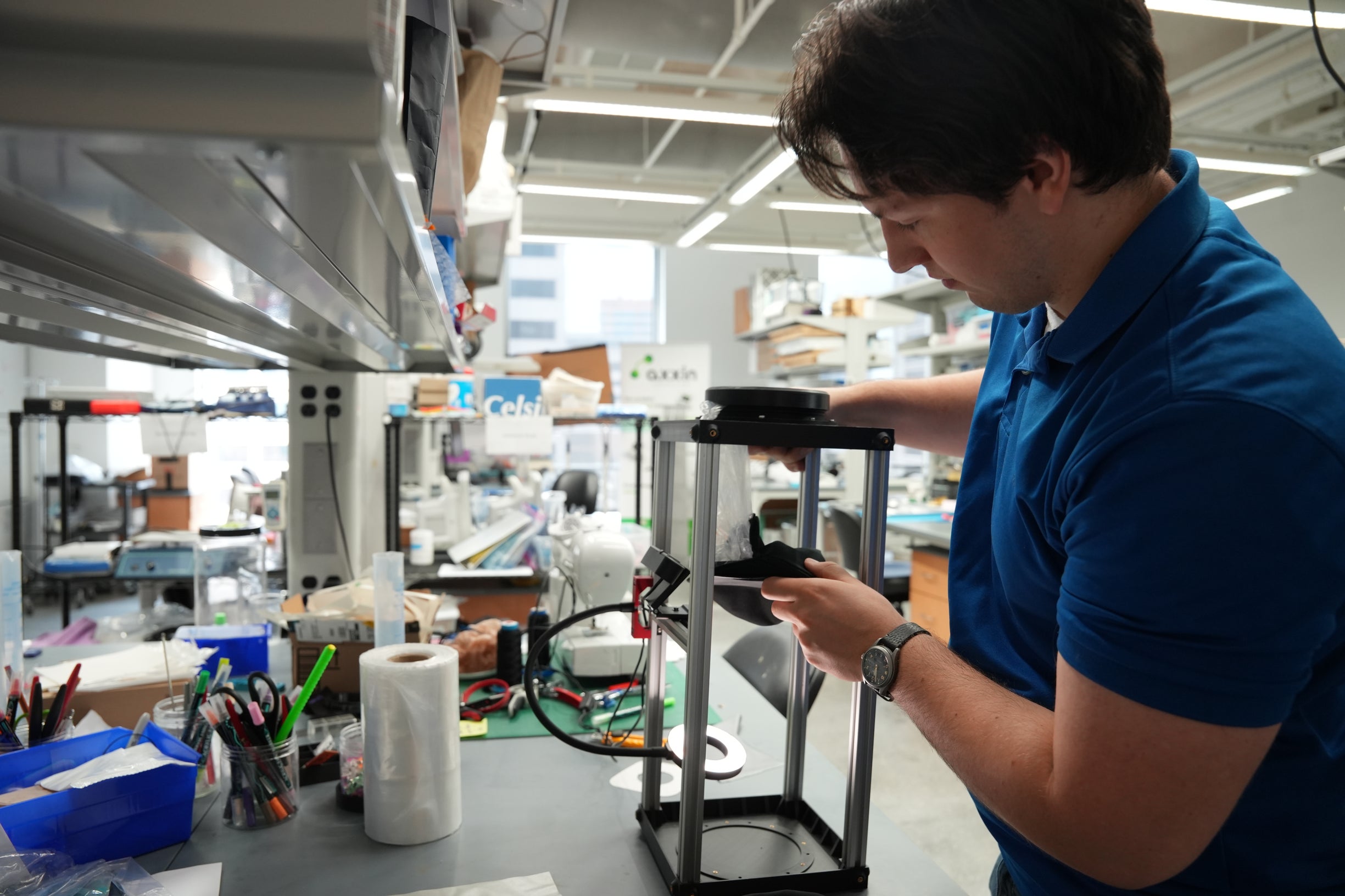 Photo: Ben Balderas working on the Colostomates project